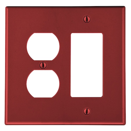 Hubbell Wiring Device-Kellems WALLPLATE, 2-G, 1) DUP 1) DEC, RED P826R